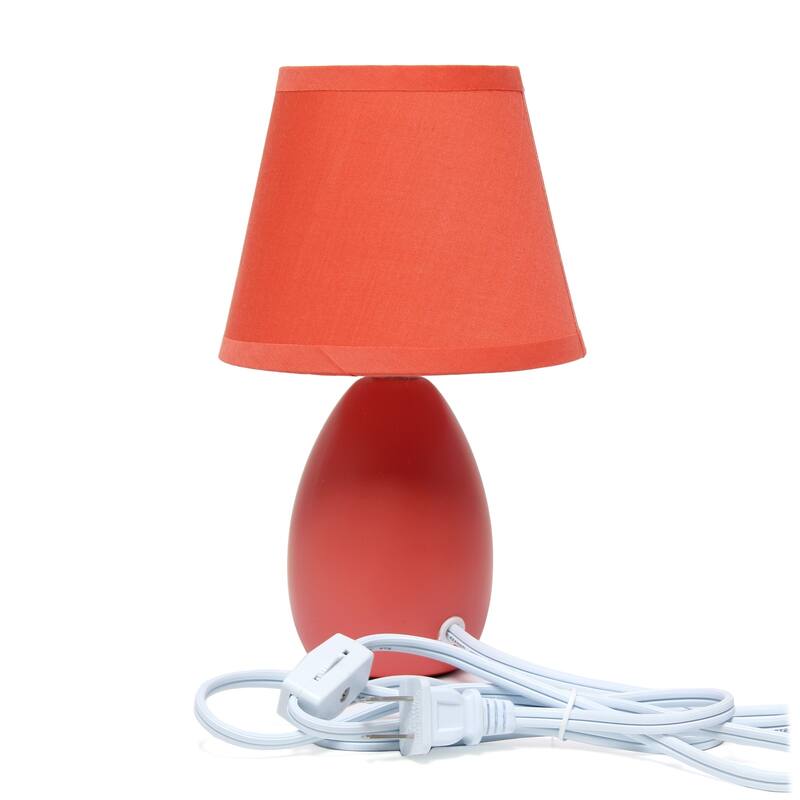 Mini Egg Oval Ceramic Table Lamp with Tapered Shade - 9.5" - Orange