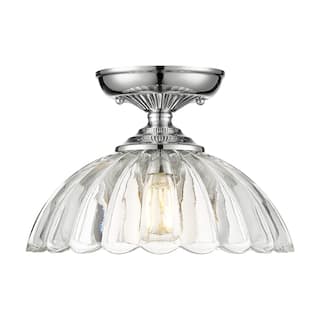 Golden Lighting Audra 1-light 12in Semi-Flush Mount in Chrome - Pewter - 1-Light Semi-flush