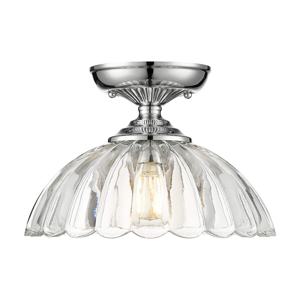 Golden Lighting Audra 1-light 12in Semi-Flush Mount in Chrome - Pewter - 1-Light Semi-flush