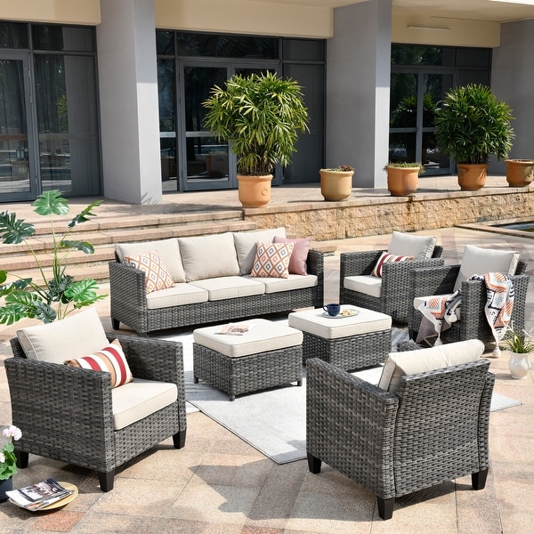 7 piece wicker cushion set outlet