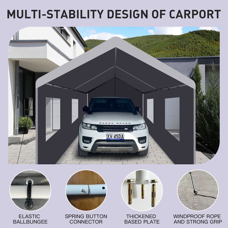 Carport, 10×20 Heavy Duty Portable Carport Garage Tent for Outdoor Storage Shelter