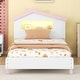 preview thumbnail 1 of 53, Platform Bed with House-shaped Headboard and Motion Activated Night White+Pink - Twin