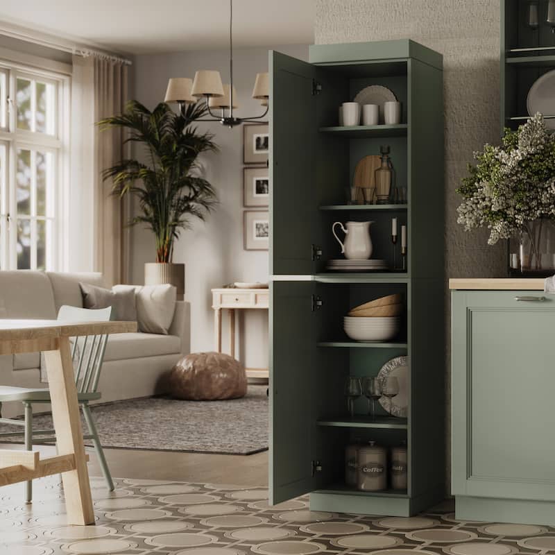 Palace Imports 100% Solid Wood 16.5" Kitchen Pantry Cabinet with Shaker Doors and Adjustable Shelves