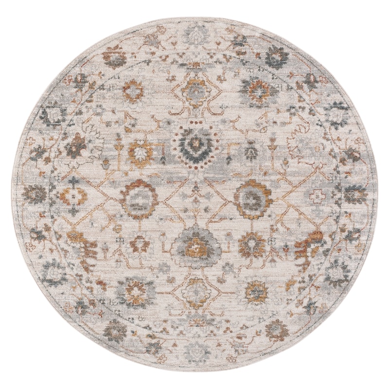 SAFAVIEH Vintage Rosewood Piroska Rug - 6'3" Round - Ivory/Grey Rust