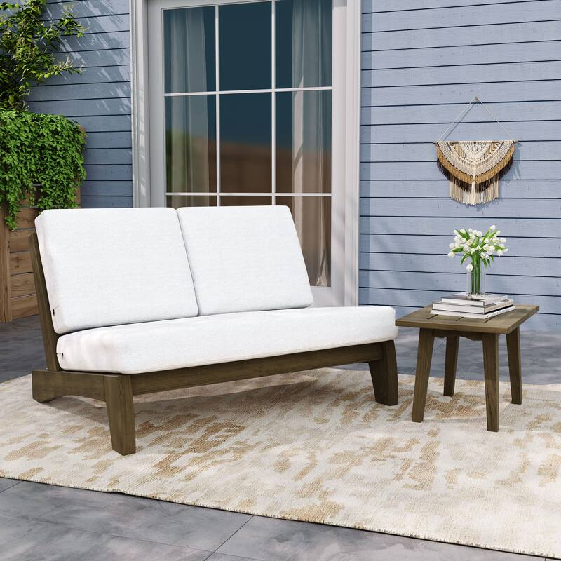 Outdoor Sectional Furniture Teak Conversation Set with Side Table