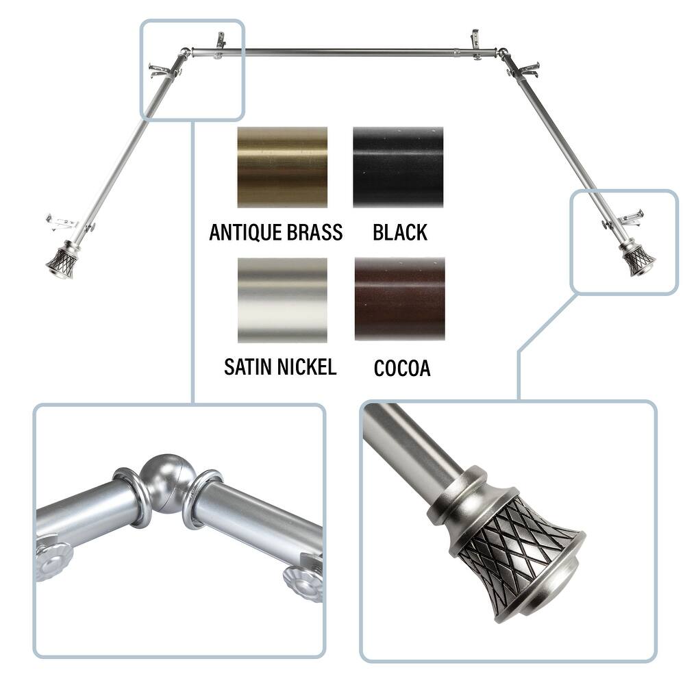 InStyleDesign Simona 13/16" Bay curtain rod 20"-36", 38"-72"