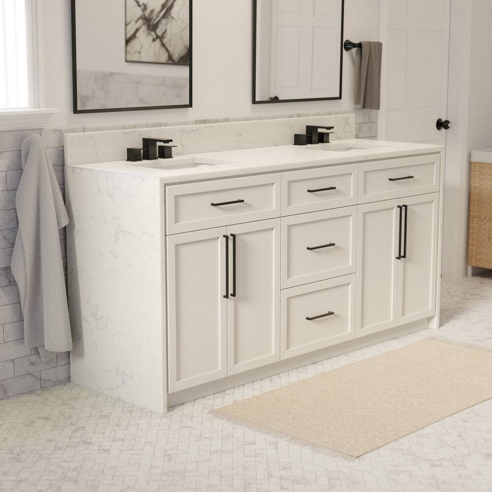 KitchenBathCollection Palisade 72" Double Waterfall Vanity with Engineered Marble Top