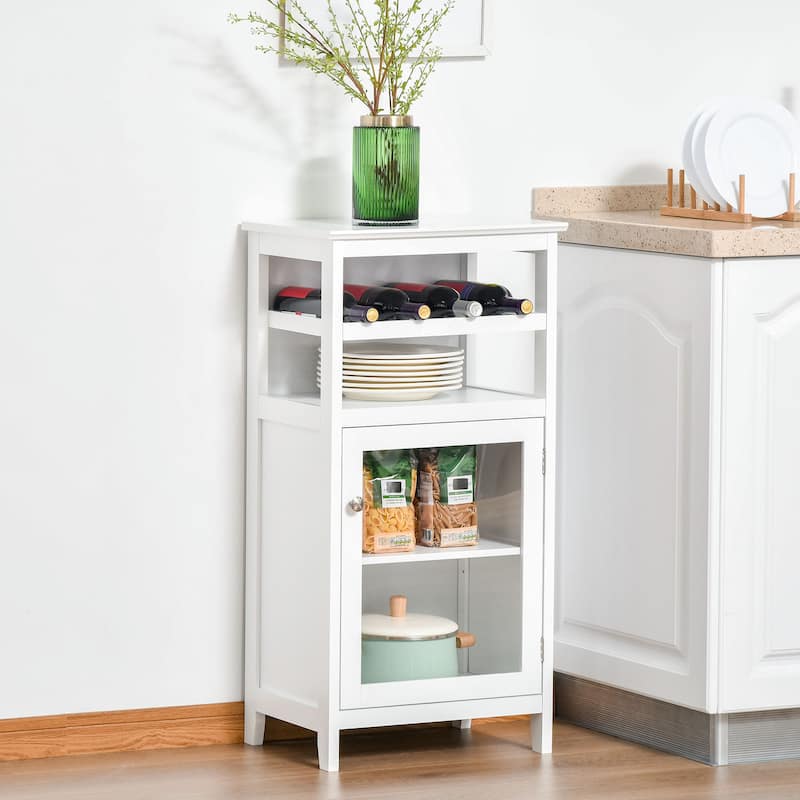 HOMCOM Wine Storage Cabinet with 4 Bottle Wine Rack, Open Shelf, Acrylic Door Cabinet with Adjustable Shelf