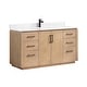 preview thumbnail 33 of 138, San Single Bath Vanity with Composite Stone Top without Mirror 60in. - Fir Wood Brown