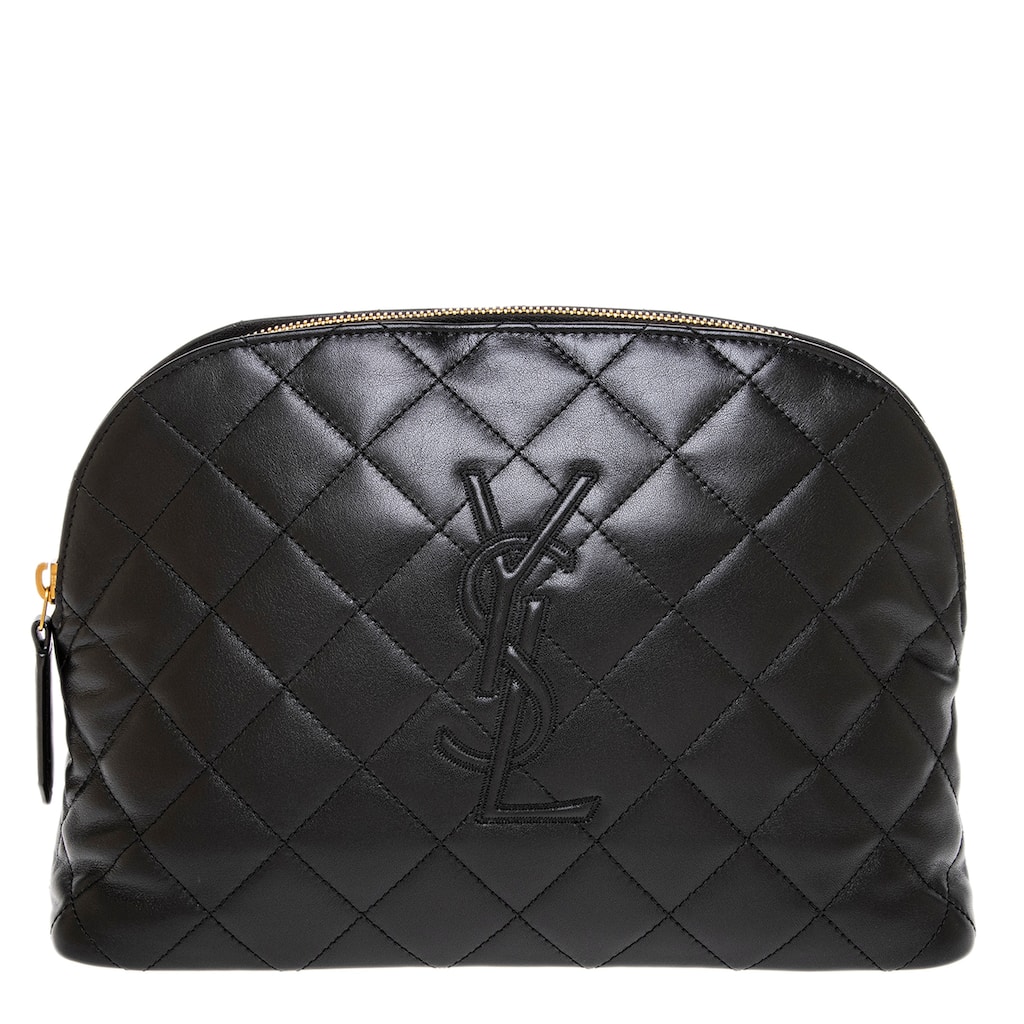 Saint Laurent Leather Cosmetic Pouch - Black