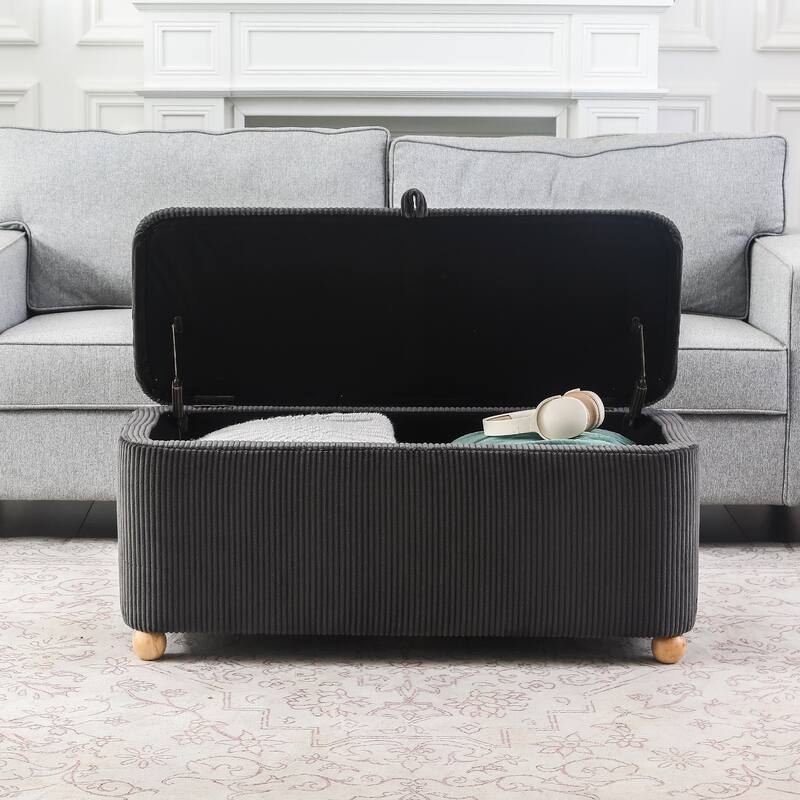 Adeco Storage Ottoman End of Bed Bedroom Entryway Bench