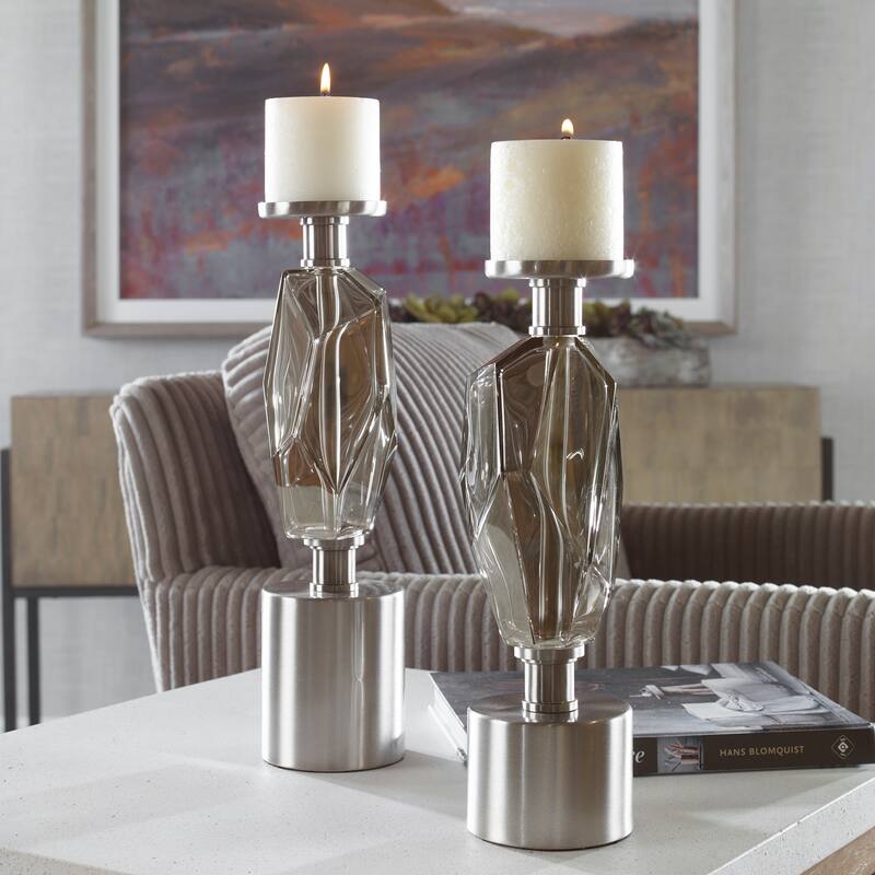 Uttermost Ore Candleholders (Set of 2) - 5"W x 17"H x 5"D
