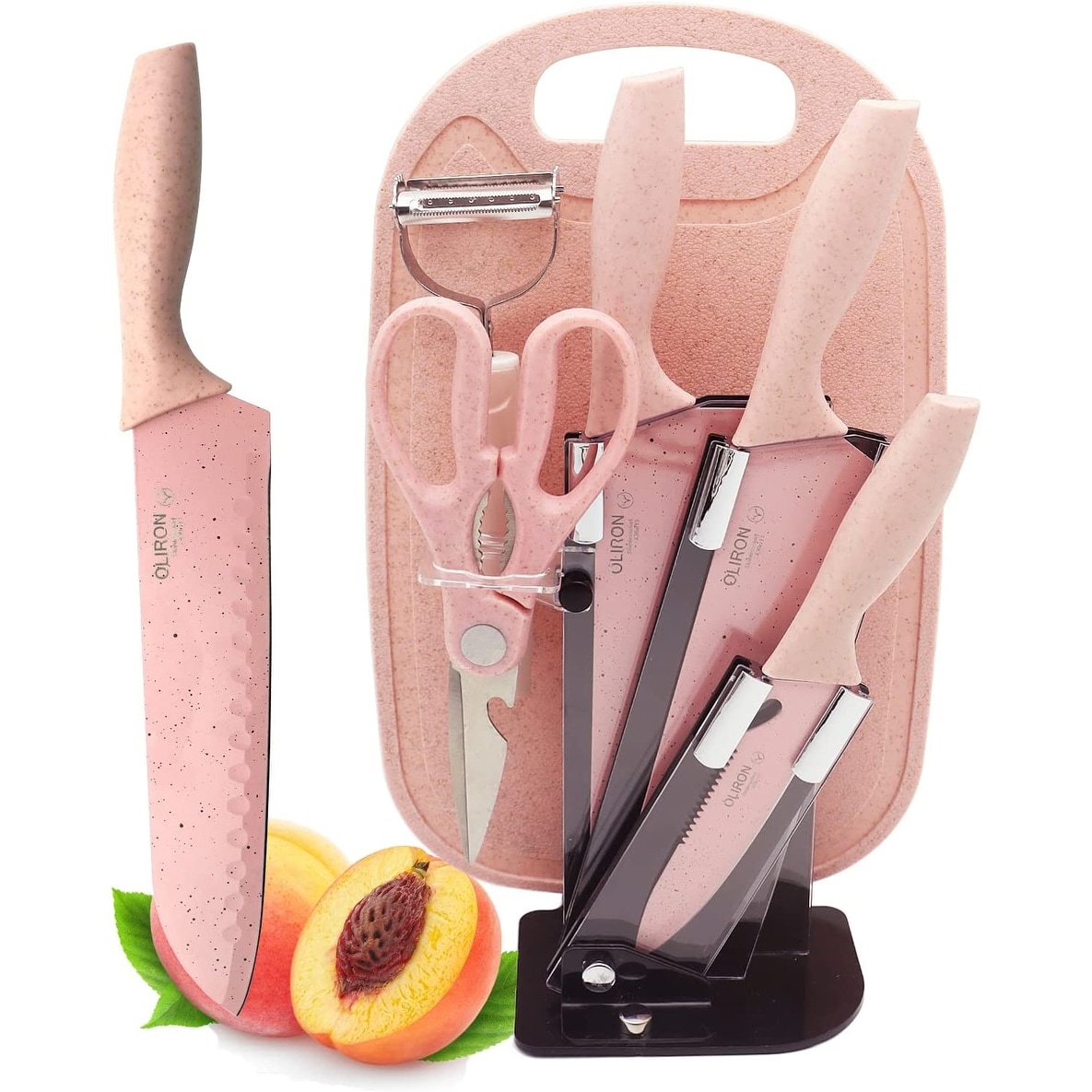 Chef Knife Set, 6 Pieces Stainless Steel Professional Kitchen Knife Set  with Acrylic Stand for Cooking, Lightweight Strong Anti-Slip Pink Knives  Set