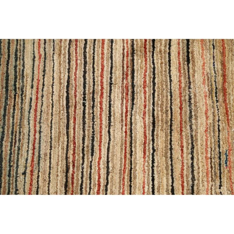 Modern Striped Gabbeh Kashkoli Oriental Area Rug Wool Handmade - 3'3" x 4'8"