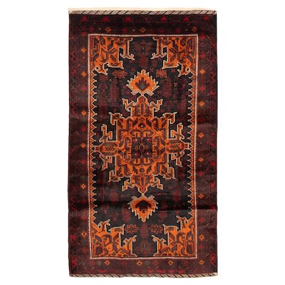Teimani Black, Orange Rug 3'11" x 7'3" - 3'11 x 7'3