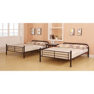 Full over Full Bunk Bed Metal Bunk Bed Frame with Ladder & Guardrails