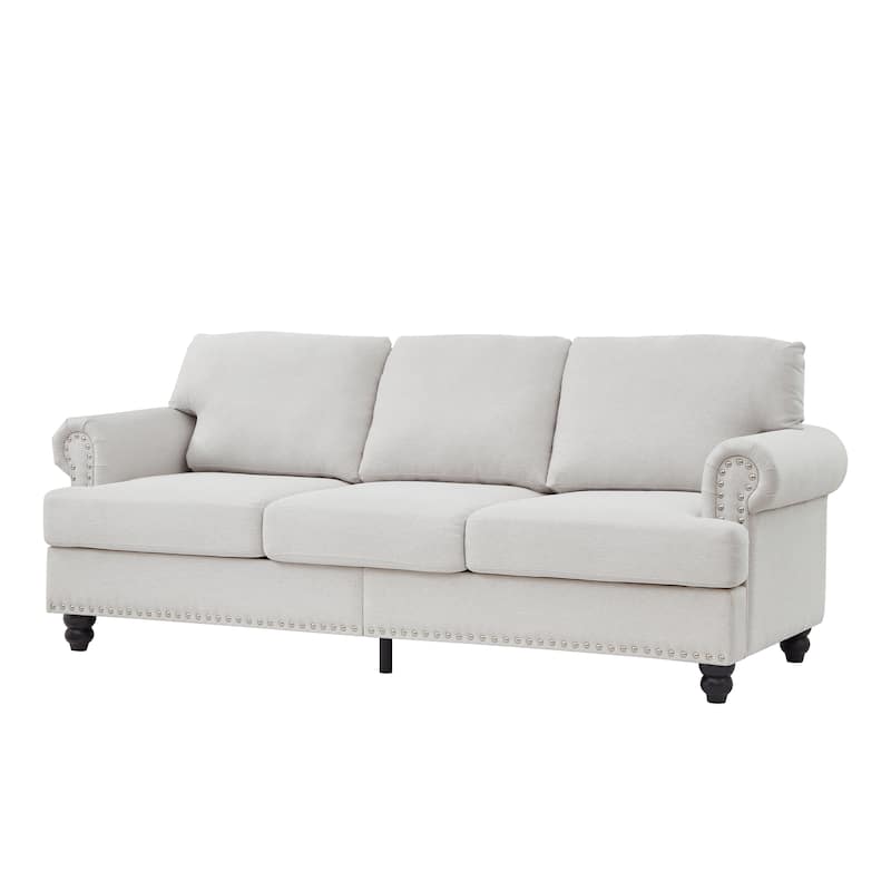 Roomfitters 83" Modern Classic Three-Seater Sofa with Nailhead Trim, Upholstered Fabric Couch for Living Room