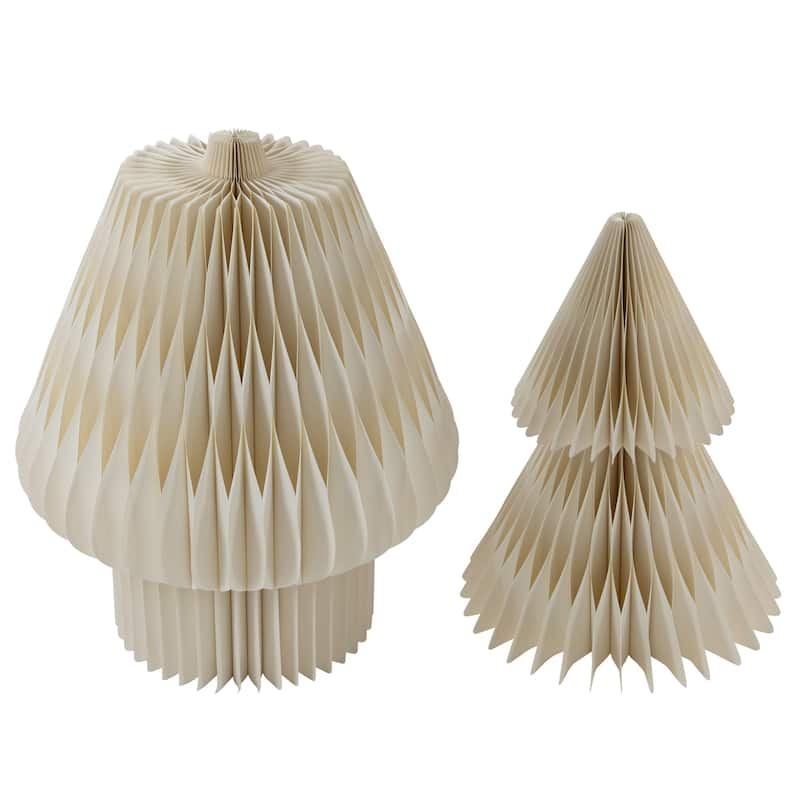 Tall Paper Accordion Honeycomb Foldable Christmas Tree - 4' - Cream