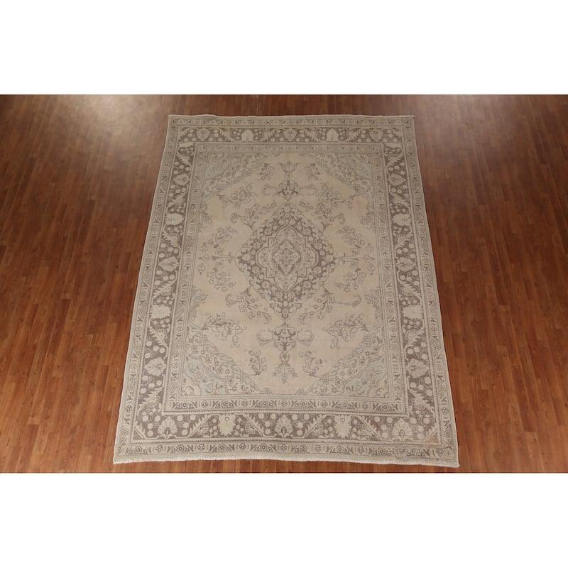 Traditional Tabriz Persian Vintage Area Rug Handmade Wool Carpet - 8'0"x 10'10"
