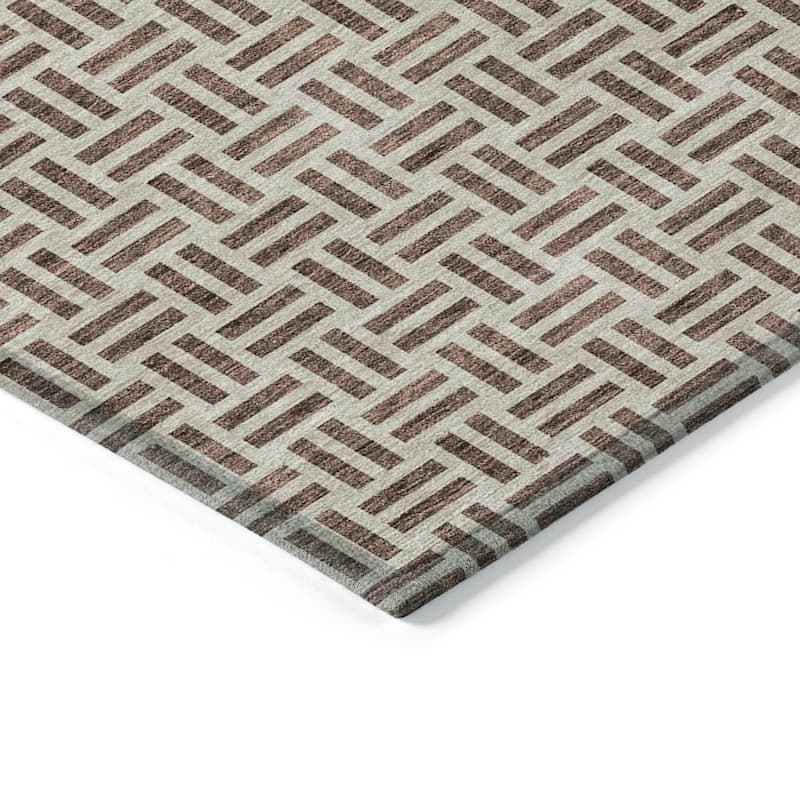 Machine Washable Indoor/ Outdoor Contemporary Basketweave Chantille Rug