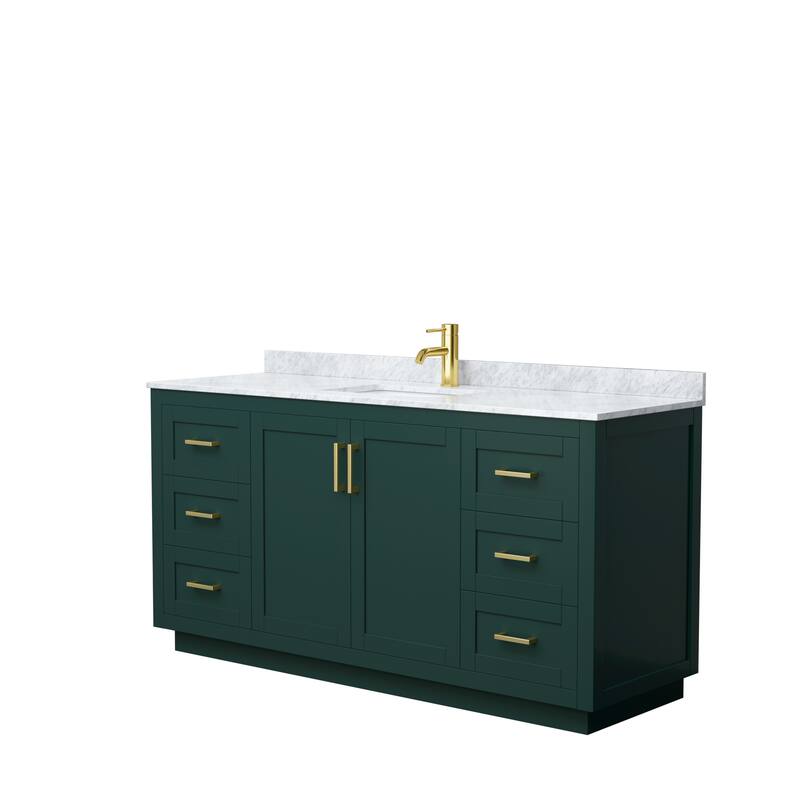 Miranda Single Vanity Set, White Carrara Marble Top, No Mirror