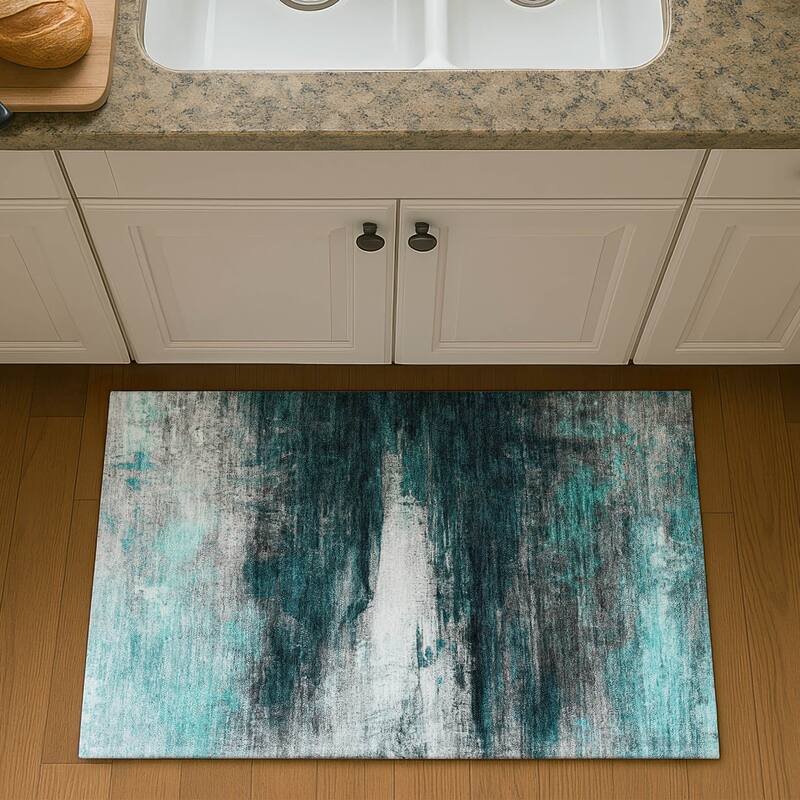 Premium Washable Super Soft Modern Abstract Mayfield Rug - Teal - 1'8" x 2'6"