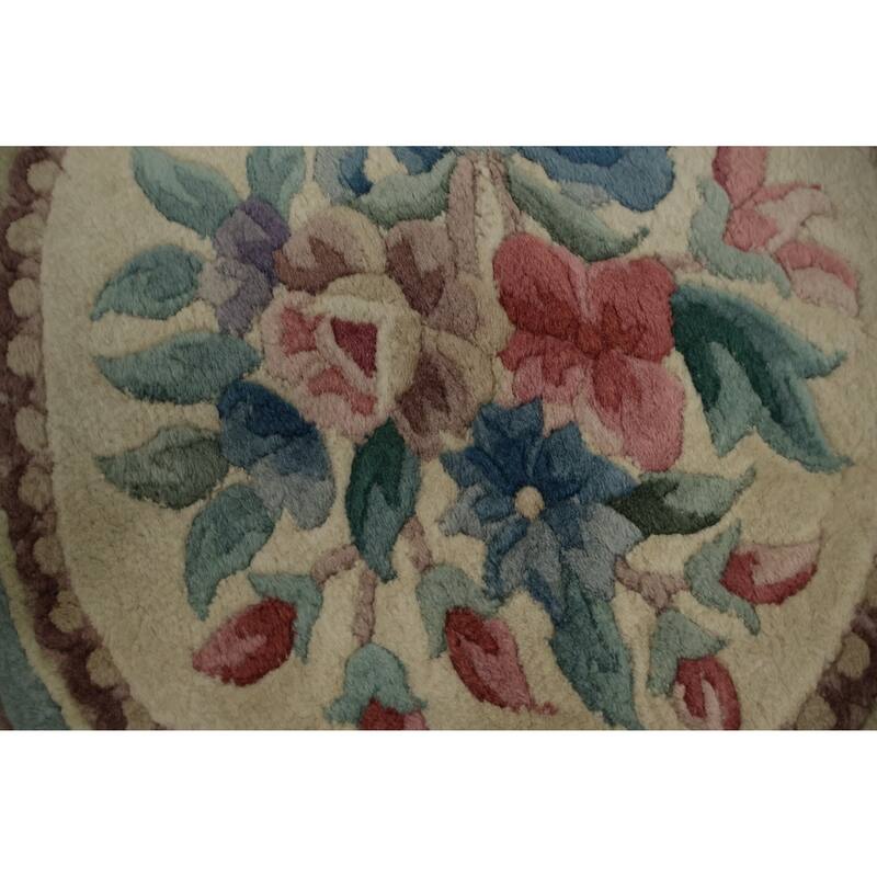 Hand Knotted Oriental 100% Wool Carpet Traditional Floral Beige & Ivories Art Deco Area Rug - 18' 2'' X 9' 11''