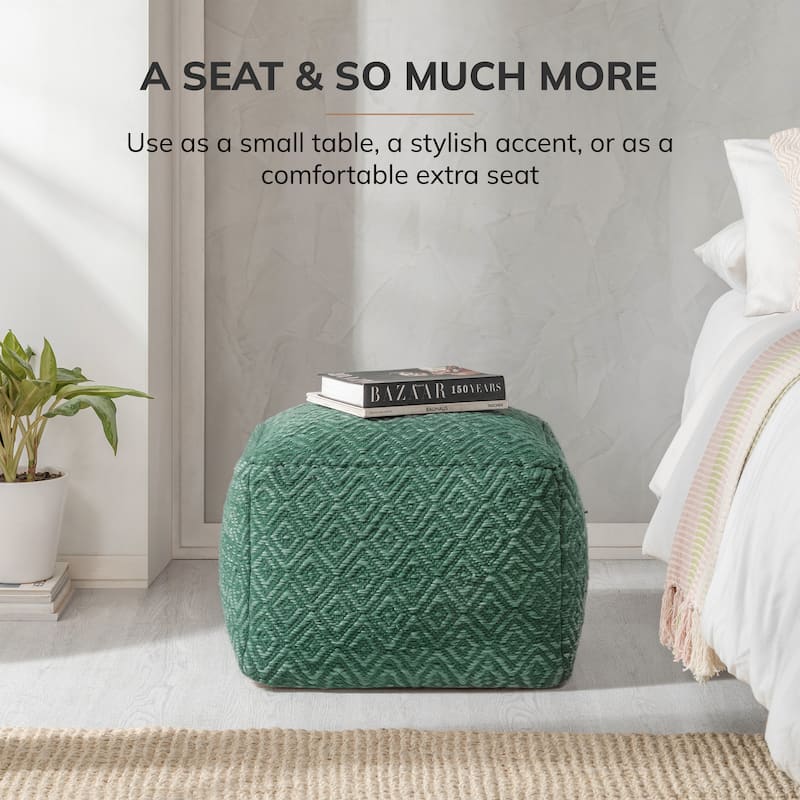 Jani 22-inch Ottoman Pouf - Handcrafted Handmade Ottoman for Seating, Footrest, Home Decor for Living Room, Bedroom
