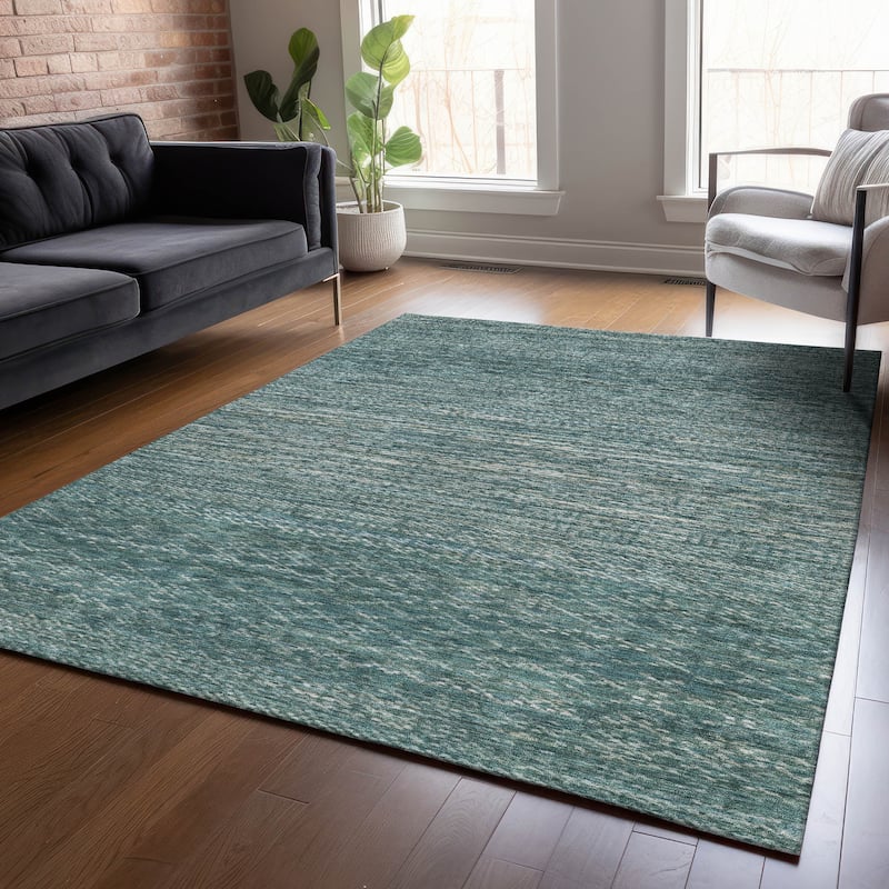 Machine Washable Indoor/Outdoor Modern Trellis Chantille Rug