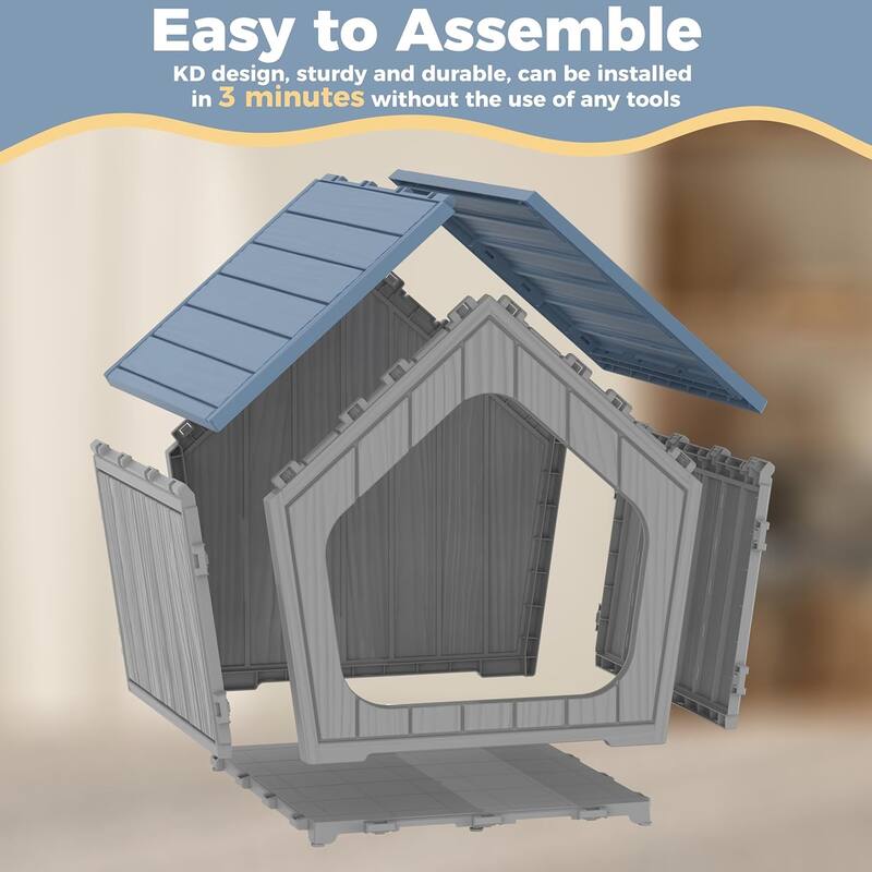 Cabin Style Cat House, Durable Waterproof Resin Shelter for Small, Medium, Large Cats, Easy Assembly