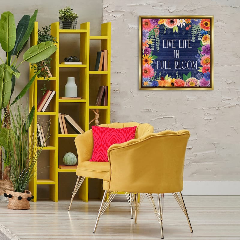 Stupell Live Life in Full Bloom Framed Floater Canvas Wall Art Design By Nicole DeCamp