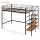 preview thumbnail 6 of 45, Metal Loft Bed with Grid Storage Guardrail and 4-layers Lateral Storage Shelf Ladder - Loft Metal Bed for Bedroom Teens Student