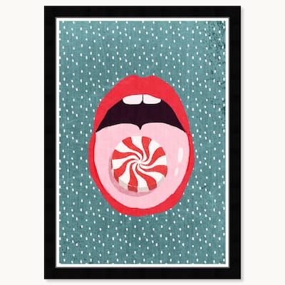 Wynwood Studio Peppermint Licks Framed Trendy Retro Kitchen And Living Room Art Prints