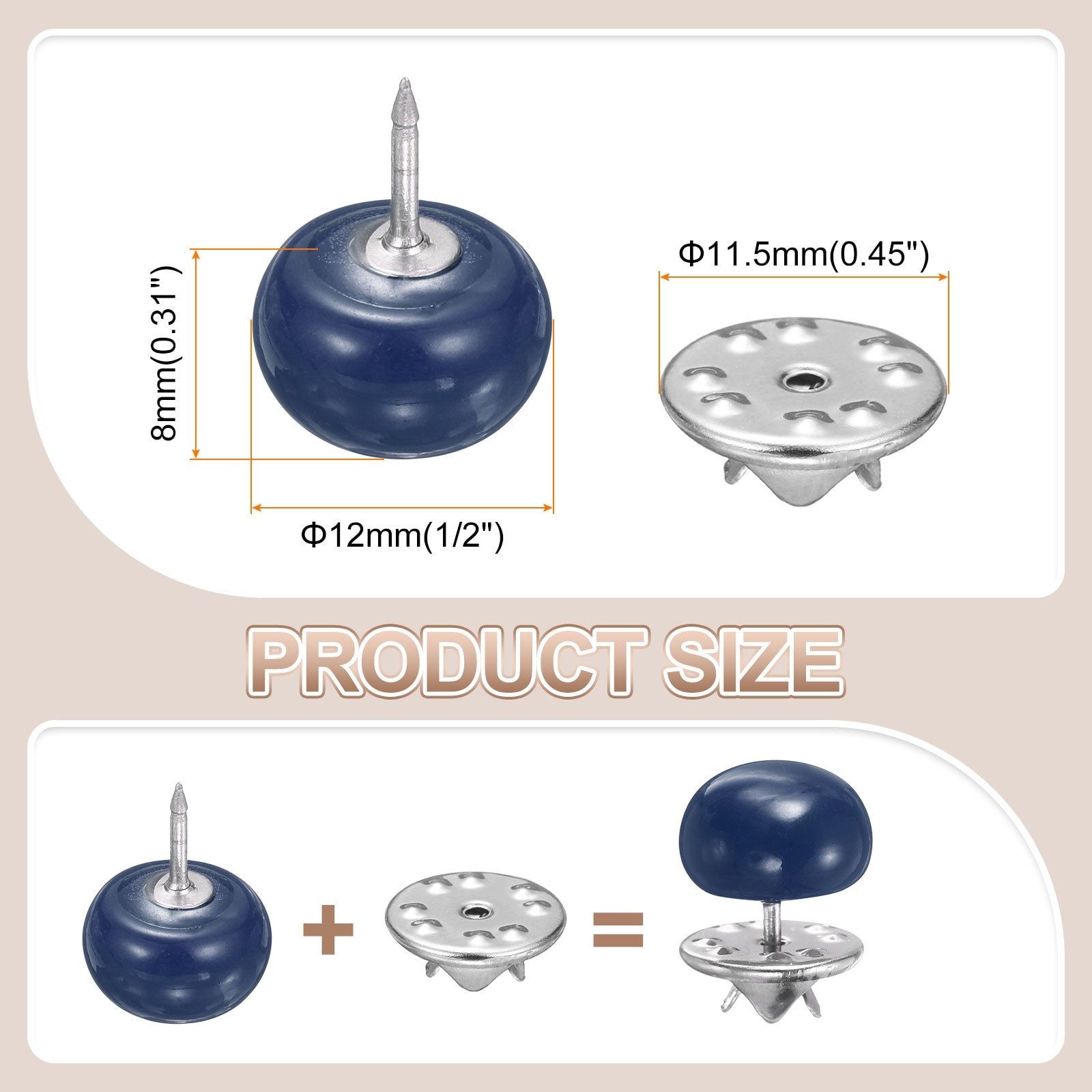 No Sew Pearl Buttons Cover Up Pins Removable Reusable Craft Button for Shirt Dress DIY Crafts Clothes Decoration - 12mm