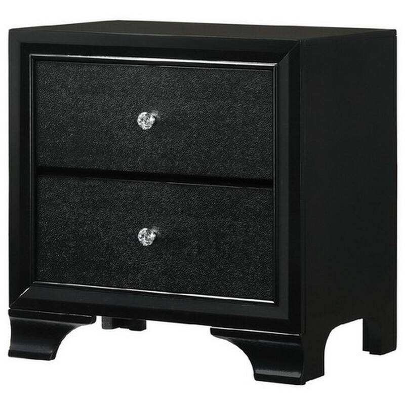 Black 2 Drawer 16.4 in. W Nightstand with Sturdy Drawer Pulls