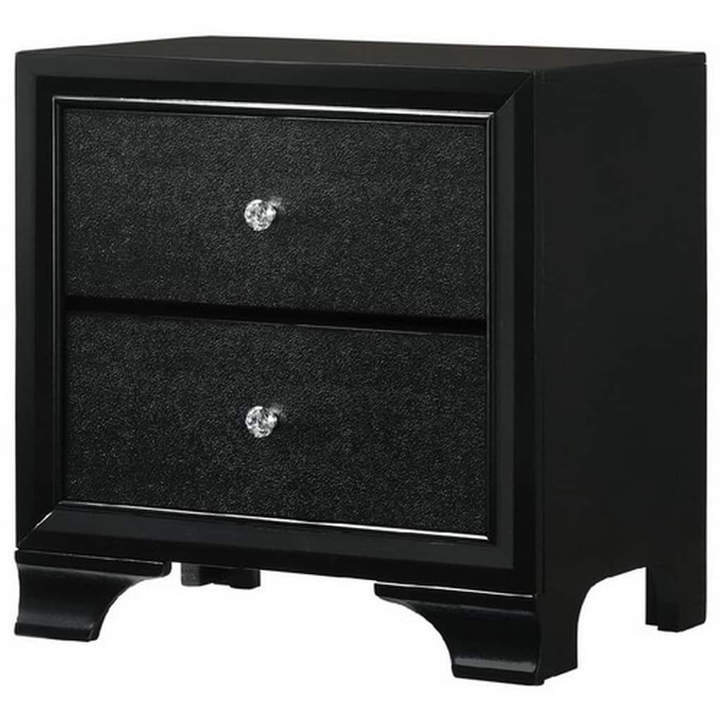 Black 2 Drawer 16.4 in. W Nightstand with Sturdy Drawer Pulls