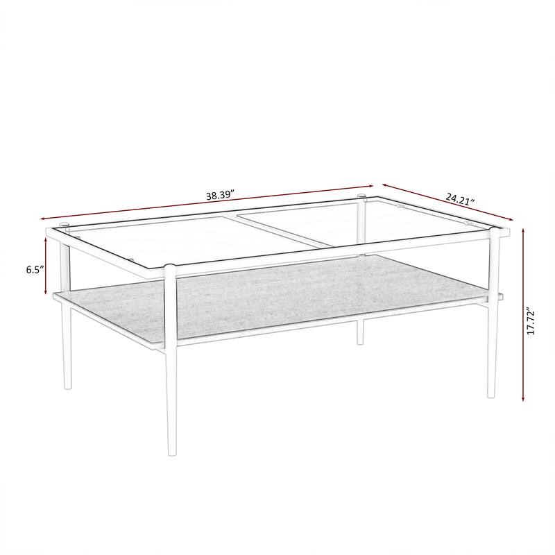 Rectangle Coffee Table with Tempered Glass Top