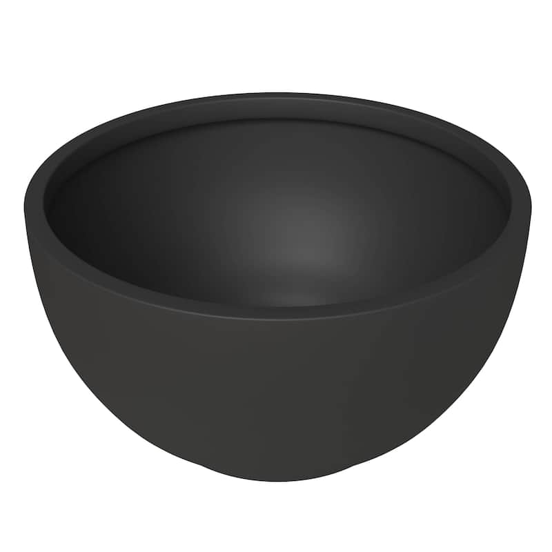 Grove Modern Round Fiberstone and MgO Clay Plant Pot with Drainage Holes for Indoor & Outdoor Home Office Yard Patio Decor - 8" Height - Black