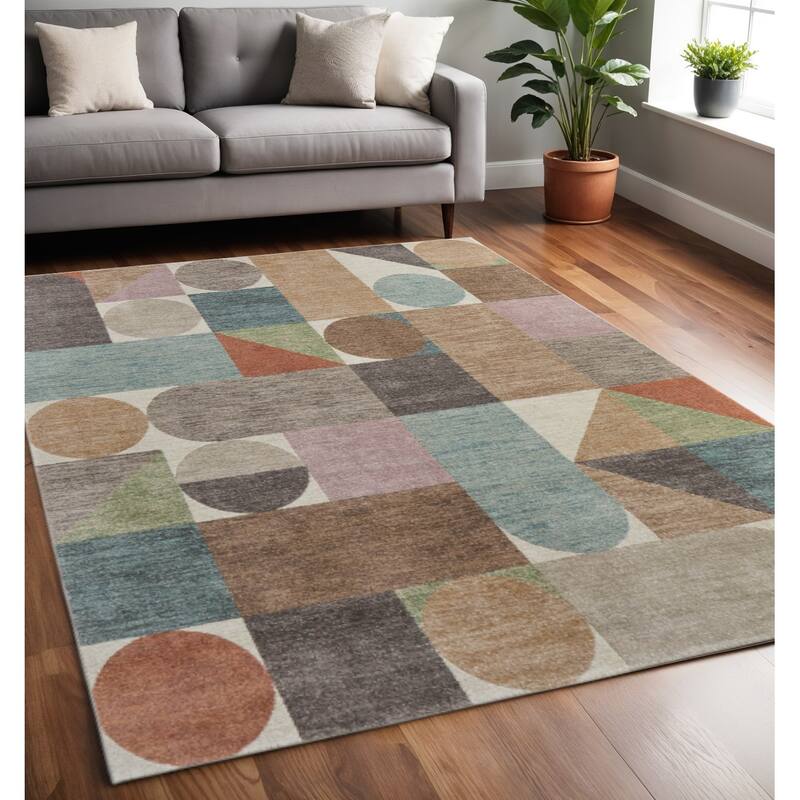 HomeRoots Checkered Modern Rectangle Area Rug - 90.00 in. x 60.00 in.  x 0.47 in.