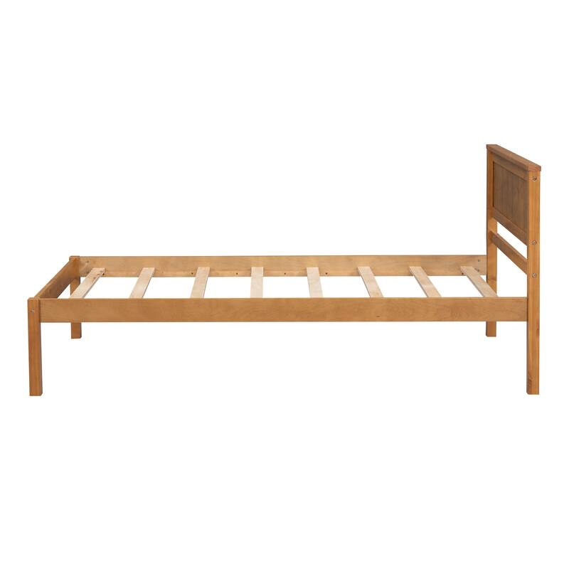 Simple Wood Platform Bed Frame Wood Slat Support Bed Frame with Headboard, Clean Lines Suit for Minimalist Bedroom Apartment