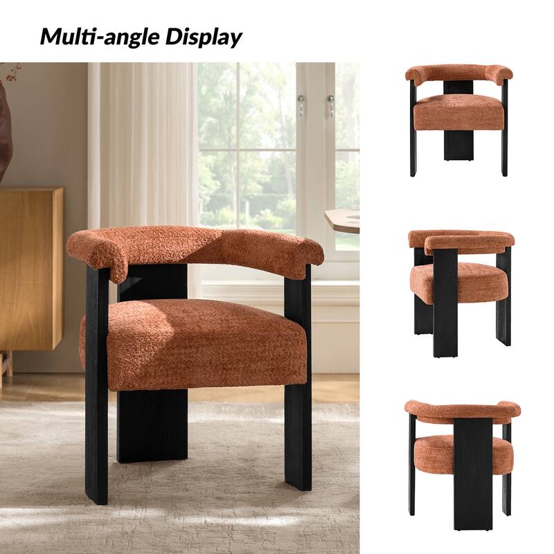 Georg Modern Boucle Dining Chair with Solid Wood Legs Set of 2 by HULALA HOME