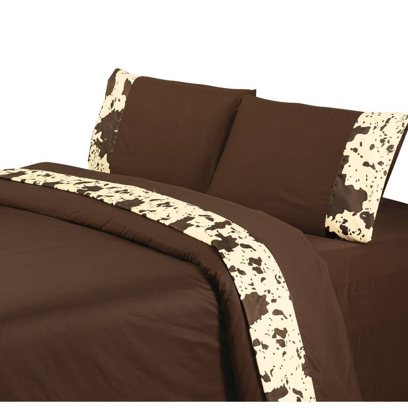 Paseo Road by Hiend Accents 350TC Cowhide Sheet Set, Cream, 4PC - Chocolate - Twin