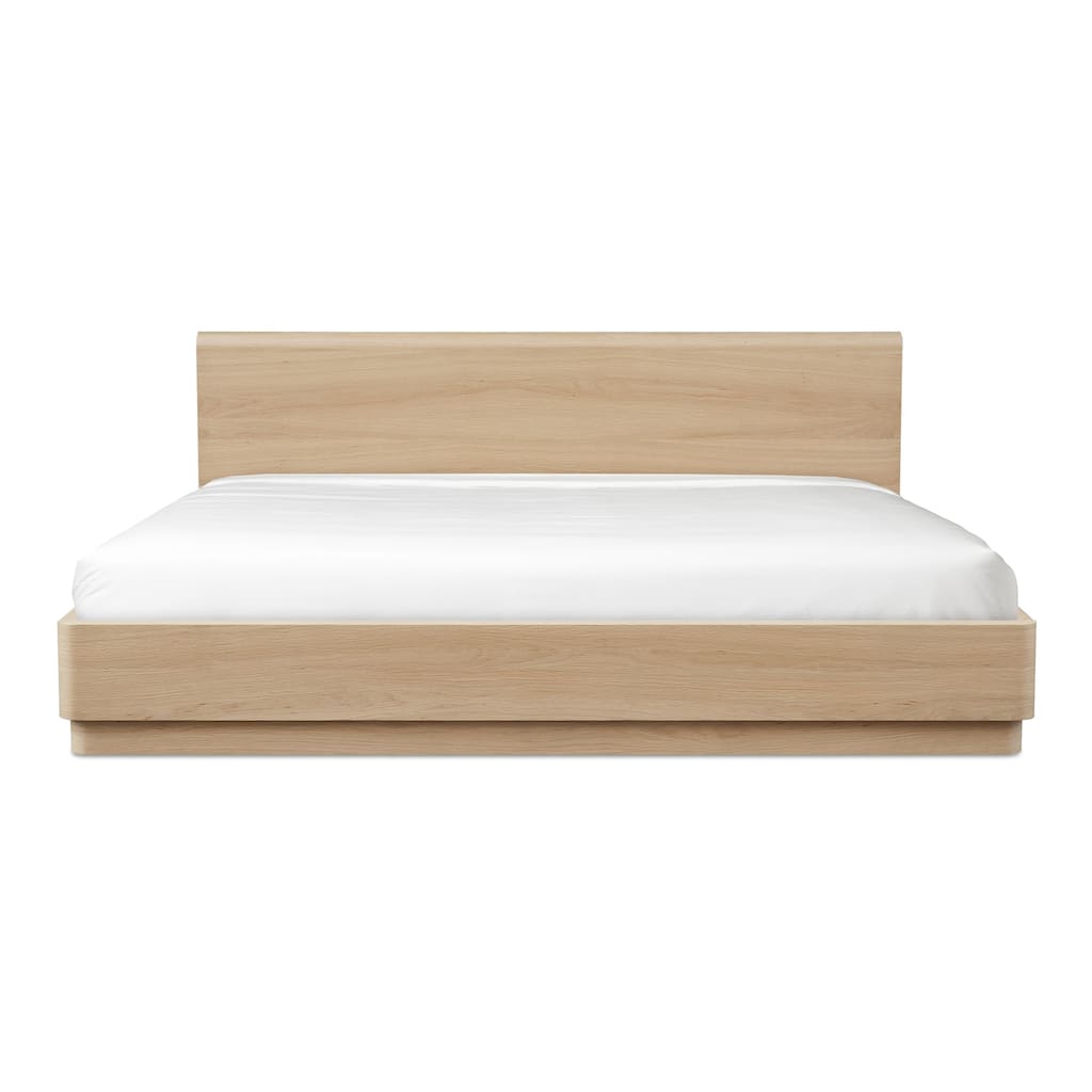NADAAL STUDIOS Odette Queen Bed - Soft Low Design in Solid Oak and Oak Veneer in Light Brown