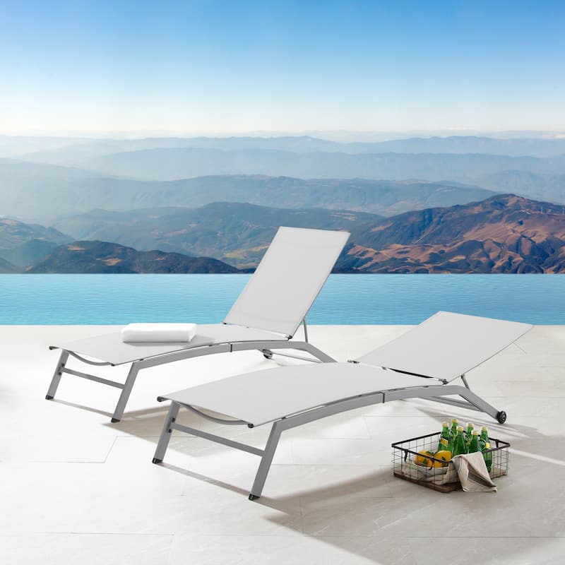 Corvus Antonio Outdoor Contemporary Sling-Fabric Adjustable Chaise Lounge