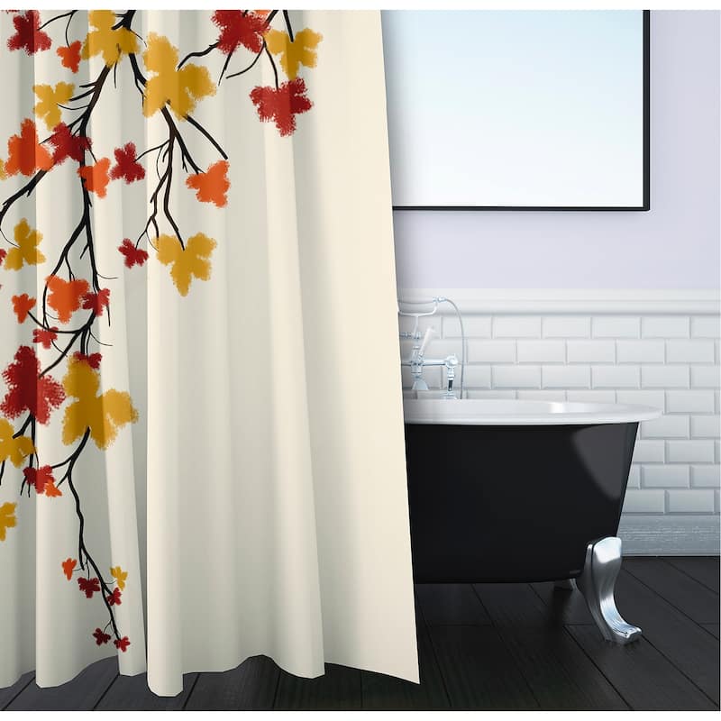 Maple Hues Flower Print Shower Curtain (71 x 74)