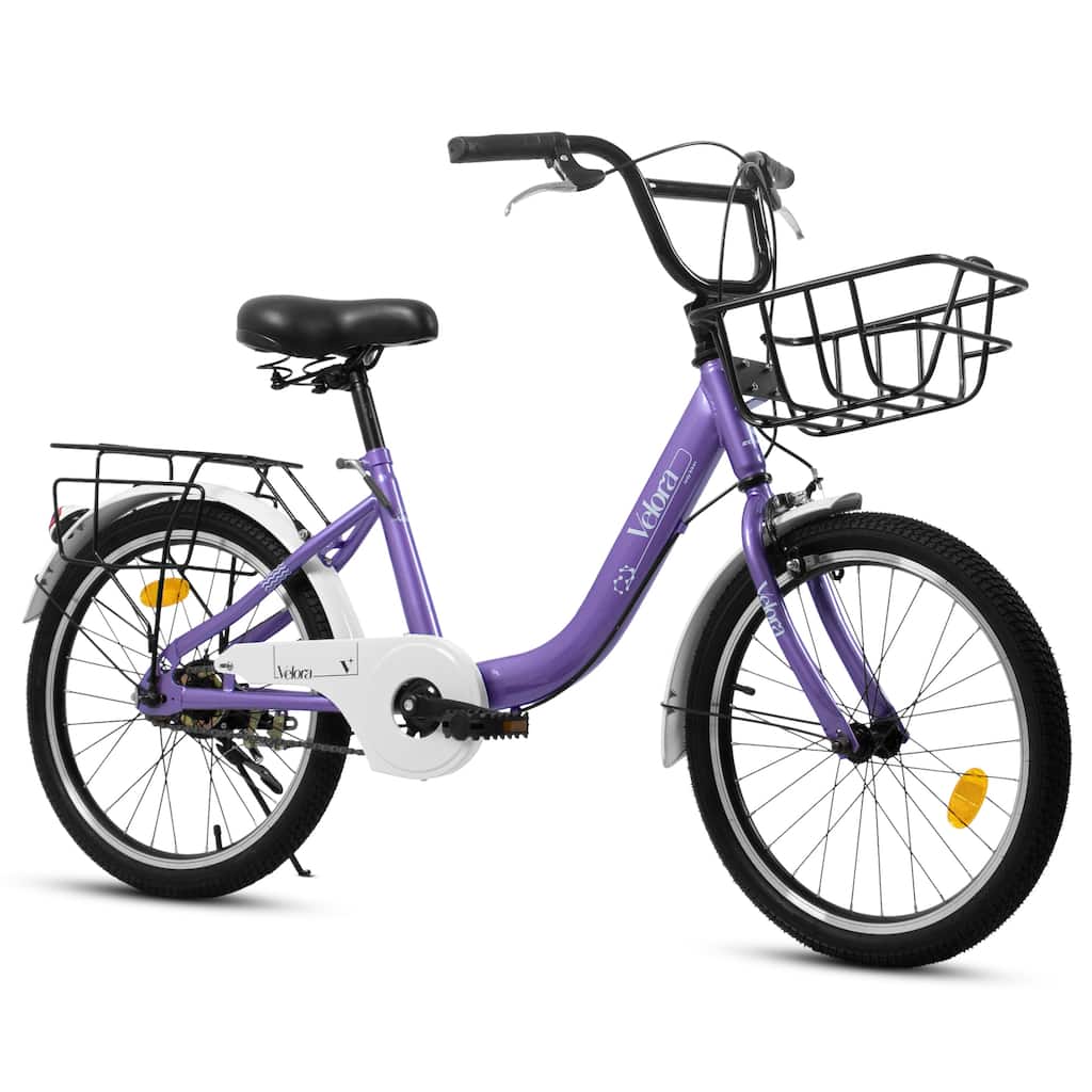 20 Inch Kids Bike for Boys & Girls, Children's Bicycle with Coaster Brake & V-Brake, 1-Speed, Chain Guard & Rear Rack