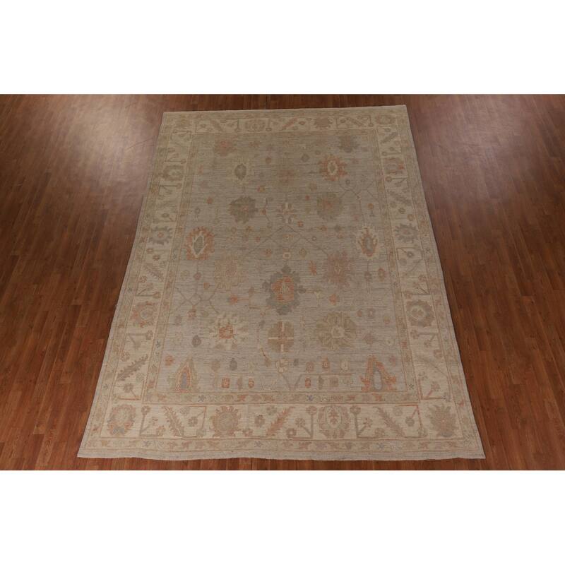 Vegetable Dye Oushak Area Rug Handmade Oriental Wool Carpet - 8'7" x 11'7"