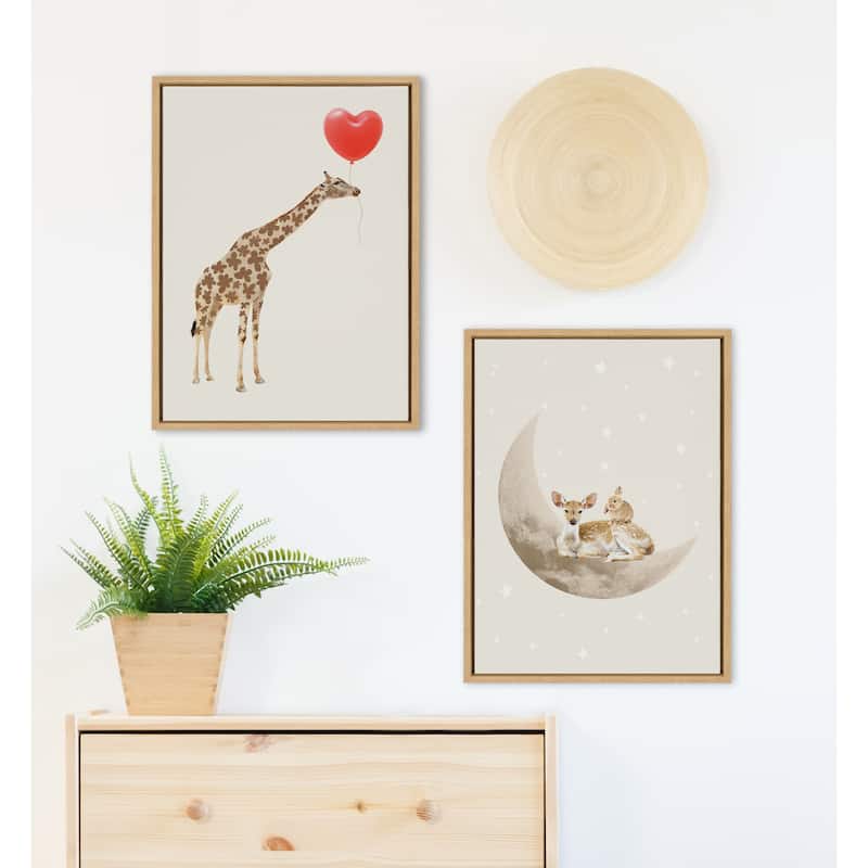 Kate and Laurel Sylvie On the Moon Framed Canvas by July Art Prints