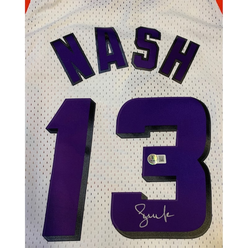 Steve Nash Autographed Phoenix Suns Mitchell & Ness Swingman Signed Basketball Jersey Beckett COA White - 8'6" x 11'6"