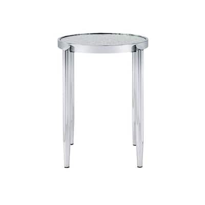 End Table with Tubular Rounded Legs and Frosted Glass Top, Silver